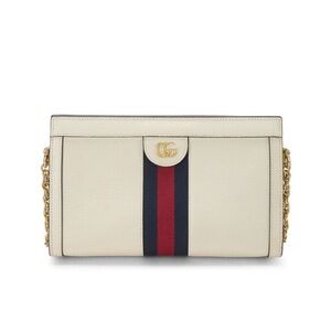 Gucci Small Ophidia Shoulder Bag – Cream Leather + Web Stripe